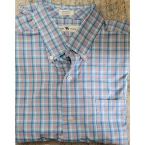Onward‎ Reserve Men's Blue Check Tailored Fit Long Sleeve Button Up Shirt Size L
